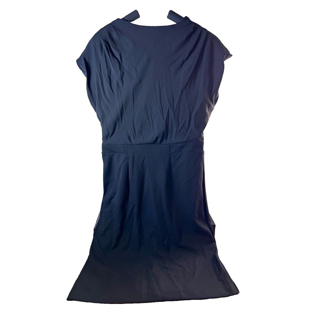 Simply Vera Vera Wang  Black Solid Zip Dress Short Sleeve Knee Length Size M